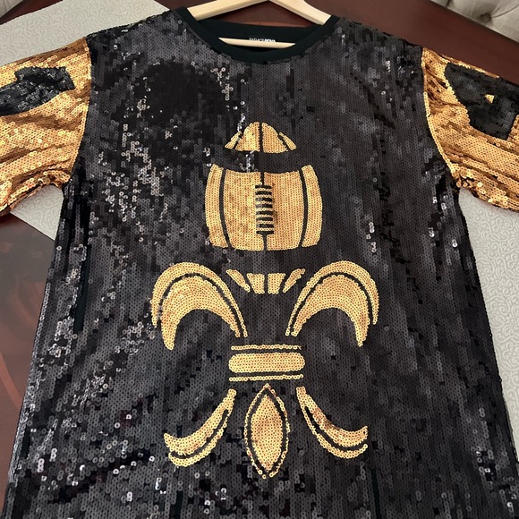 New Orleans Saints Black & Gold Sequin "Who Dat" #41 Dress One-Size Women’s - Picture 4 of 11